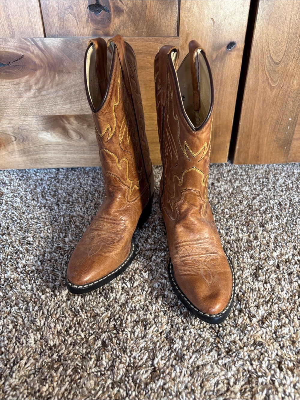Old West Brown Western Kids' Pull-On Cowboy Boots